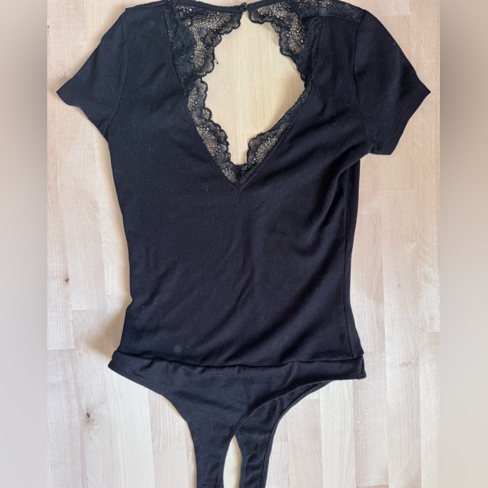 Francesca's Collections Black Lace Bodysuit